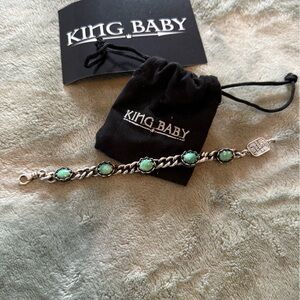 King Baby Studio Silver Bracelet with Green Accents